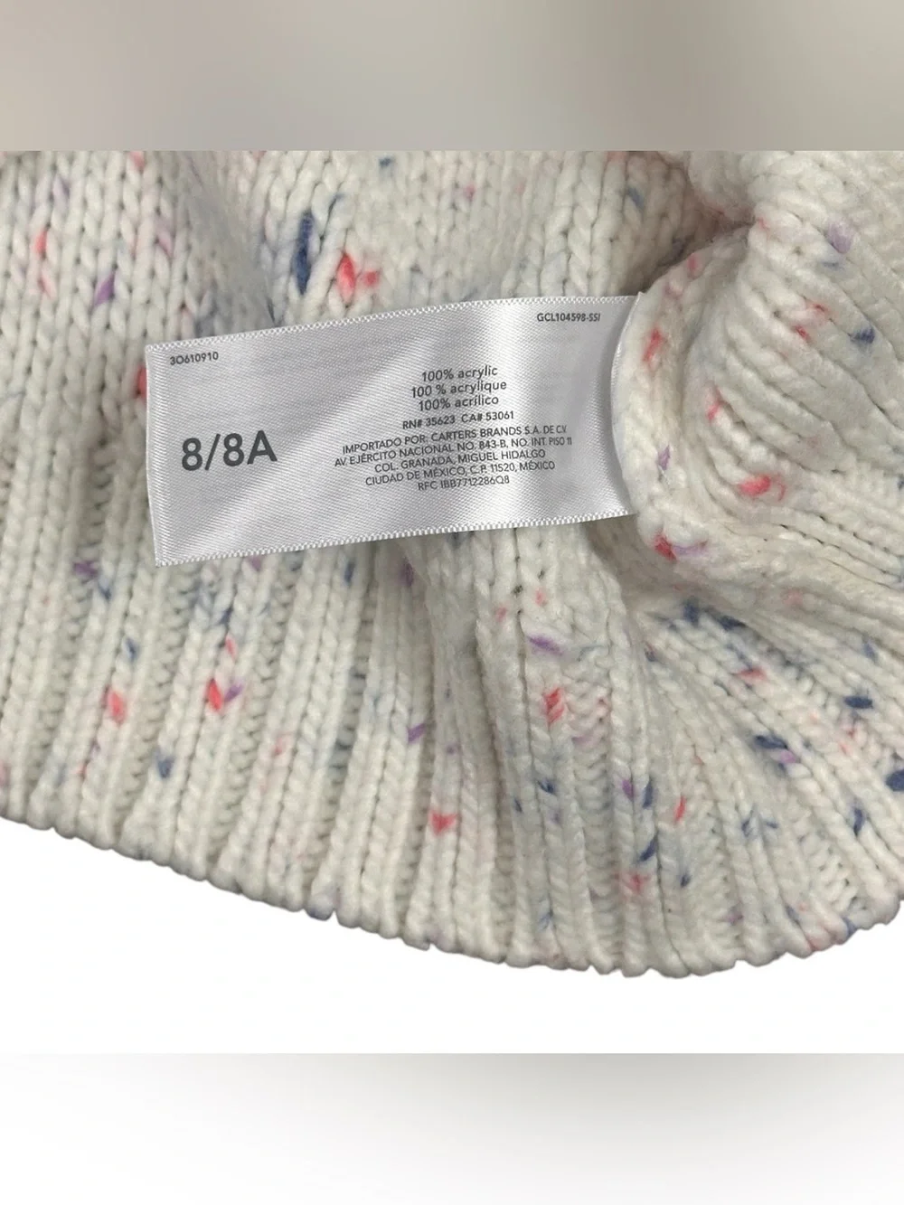 OshKosh B’gosh Girls Size 8 Cable Knit Sweater Cream Confetti Speckled Pullover